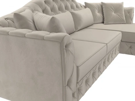 Диван угловой Артис правый угол (Бежевый/Микровельвет) Лига Диванов арт.121594