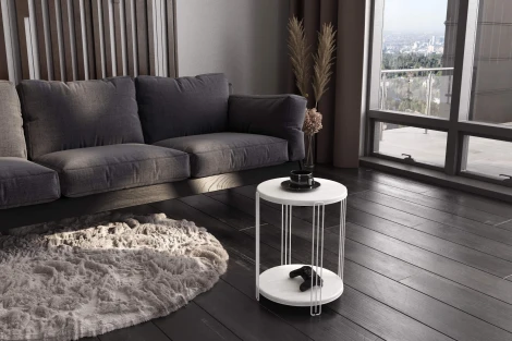 Столик кофейный Sheffilton SHT-CT33-1 белый муар/бетон лофт от фабрики Sheffilton