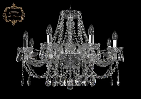 Подвесная люстра Art Classic 11.12 11.12.8.240.Cr.Sp (220V, хрусталь, на цепи, подсвечник, свеча)