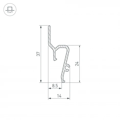 Профиль STRETCH-SHADOW-TECH-VENT-2000 BLACK (A2-DELTA) (Arlight, Алюминий) 041160