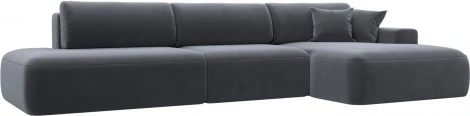 Диван угловой Лига-036 НПБ Модерн Лонг правый угол (Серый/Велюр) Лига Диванов арт.121429