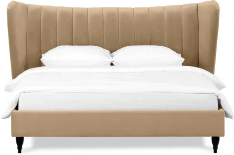 Кровать Queen II Agata L ОГОГО (арт.574813), (Ткань/Светло-коричневый)