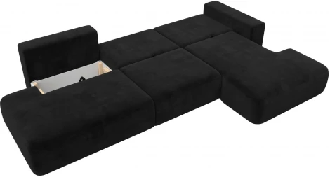 Диван угловой Лига-036 НПБ Модерн Лонг правый угол (Черный/Велюр) Лига Диванов арт.121431