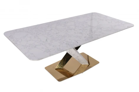 Стол обеденный IST-CASA Интерно Гранд MC3042-200WH, 200х100х75 см, белый мрамор/золото