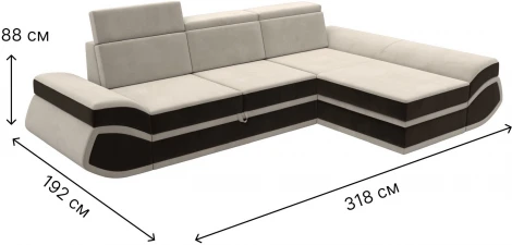 Диван угловой Лига-032 правый угол (Бежевый,Коричневый/Микровельвет) Лига Диванов арт.121650