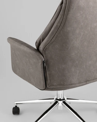 Кресло офисное TopChairs Neoma серый экокожа УТ000041775