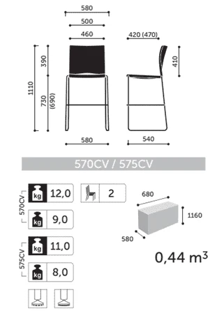 Барный стул Ariz Bar 570CV Profim с мягким сиденьем Ткань Evo EV-1