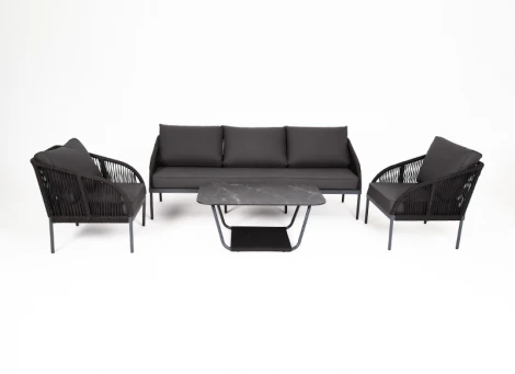 Лаунж-зона 5-местная плетеная из роупа (веревки), цвет темно-серый 4SIS Канны KANS3C2T-4-SET D-gray