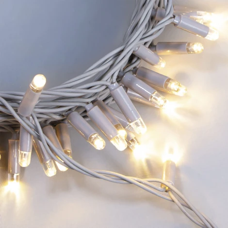 Гирлянда Нить 10м тепло-белая 24В, 100 LED, провод серый каучук 2,3мм, IP65 Laitcom ECO100-5-1WW