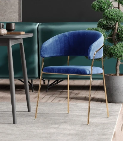 Стул Whispered Fusion Hesby Велюр/Синий арт.HSBI_DC72_blue