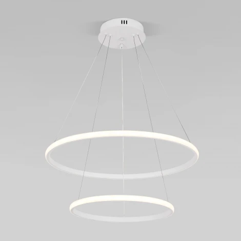 Умный подвесной светильник ярусный Eurosvet Collars 90264/2 белый (регулировка яркости, LED, 220V, пульт управления, на тросе)