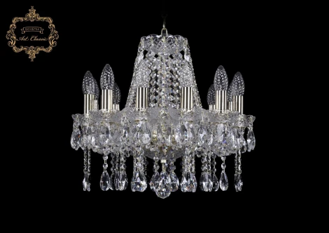 Подвесная люстра Art Classic 11.12 11.12.12.141.Gd.Sp (220V, хрусталь, на цепи, подсвечник, свеча)