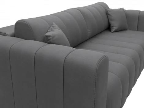 Диван прямой Лига-062 НПБ (ДСП,Фанера,ХДФ/Пластик/Замша/Серый) Лига Диванов 130283