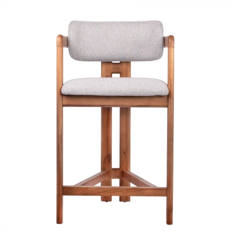 Стул полубарный Rich рогожка бежево-голубая с ножками цвета орех Bradex Home арт.RF 0861