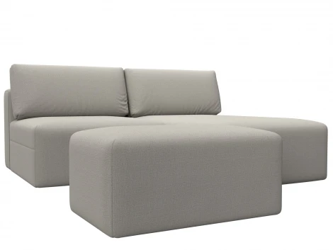 Диван угловой модульный с пуфом Лига-060 НПБ угол универсальный (ЛДСП,Брус,Фанера/Пластик/Рогожка/Бежевый) Лига Диванов 129698