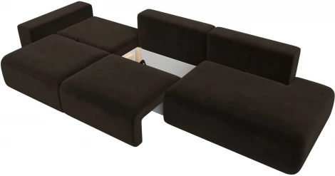 Диван прямой Лига-036 НПБ Модерн Лонг подлокотник слева (Коричневый/Микровельвет) Лига Диванов арт.121349L