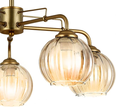 Потолочная люстра на штанге Escada Clever 1135/5P 5x60Вт E27, металл/стекло, шампань (220V)