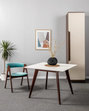 Стол R-Home Лунд 960*960 Белый Темный орех