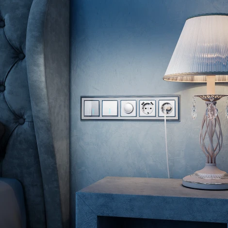 Выключатель двухклавишный с подсветкой (серебряный) W112010 (a050883)