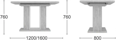 Стол обеденный Toscana (120+40) дуб эвок прибрежный/глиняный серый Top Concept 12867