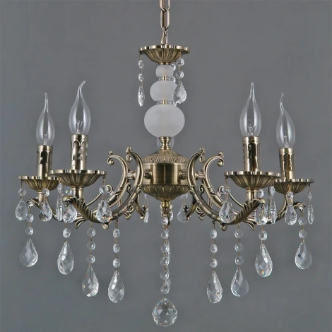 Подвесная люстра ILLUMICO IL9927-5PSQ-24 AB CASTOR (220V, на цепи, подсвечник, свеча)