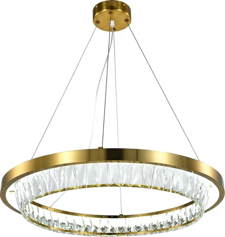 Подвесной светильник (12045/1P Brass) Indigo Riva V000102L (LED, 220V, хрусталь, на тросе, кольцо)