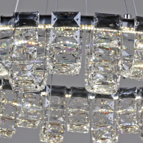 Подвесная люстра светодиодная с регулировкой цветовой температуры Reluce 33051-0.4-400+600 CR (220V, хрусталь, на тросе)