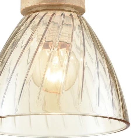 Подвесной светильник Lumion Mirabela 8051/1А дерево/амбер металл/стекло E27 1*60W 220V