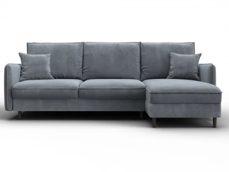 Диван угловой Лига-064 НПБ угол универсальный (ДСП/Дерево/Велюр/Серый) Лига Диванов 129629