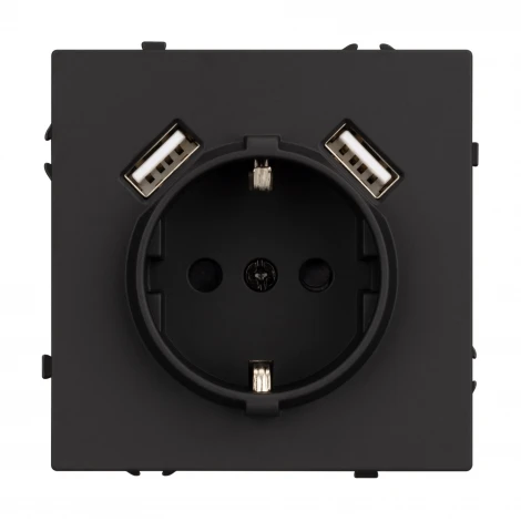 Розетка ARL NOBE зк со шторками с USB тип А+А софт-тач черный оникс SCT-MUAA-SFPL-BK (250V, 16A) (Arlight,) 054289(1)