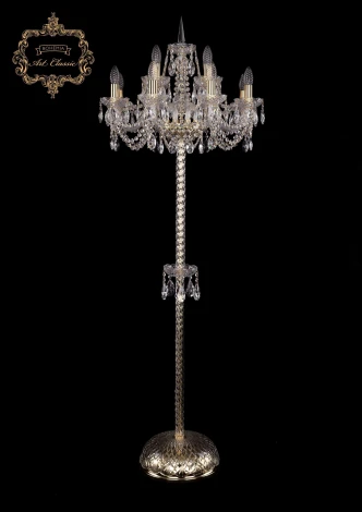 Торшер Art Classic 13.11 13.11.8+4.195.P.h-165.Gd.Sp (220V, хрусталь, подвески, подсвечник, свеча, под старину)