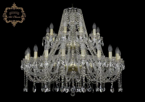 Подвесная большая люстра Art Classic 11.12 11.12.20+10.360.2d.Gd.Sp (220V, хрусталь, на цепи, подсвечник, свеча)