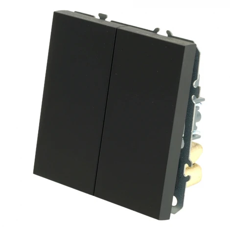 Выключатель двухклавишный (черный уголь, soft touch) Stekker Эмили 49840