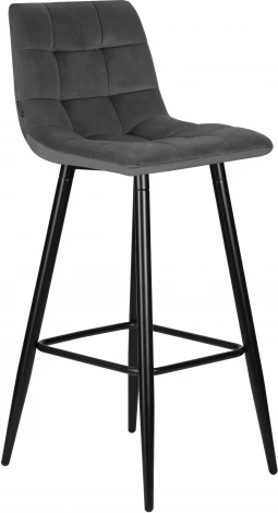 Стул барный Dobrin NICOLE (черные матовые ножки, темно-серый велюр (108-91))