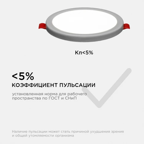 Встраиваемый светильник светодиодный с регулировкой под посадочное отверстие 6Вт 500лм 4500К круглая, драйвер на корпусе OGM LP-02