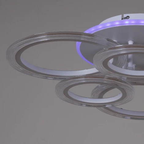 Потолочная люстра светодиодная на штанге с пультом Reluce 09812-3.3-3+3A WH (RGB) (220V, кольцо)