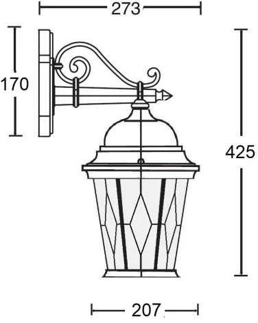 Настенный фонарь уличный Oasis Light ASTORIA 2M 91402M 02 Gw ромб (220V, IP44)