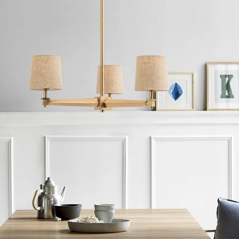 Потолочная люстра на штанге Jorgenson D70 Beige/Light Wood By ImperiumLoft Stavra01 (220V)