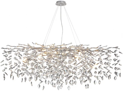 Подвесная люстра Odeon Light Delica 4970/14 HALL матов.серебристый/алюмин./хрусталь G9 14*40W (220V, на тросе, лепестки, ветки)