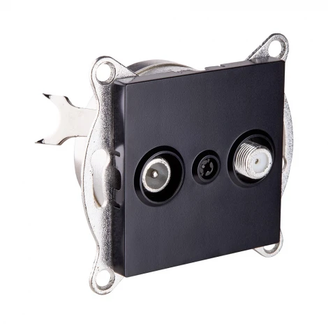 Розетка двойная TV (мама) + спутниковая SAT черный Kollinger REA-035BK для Aspekt, Eleganz, Reflex