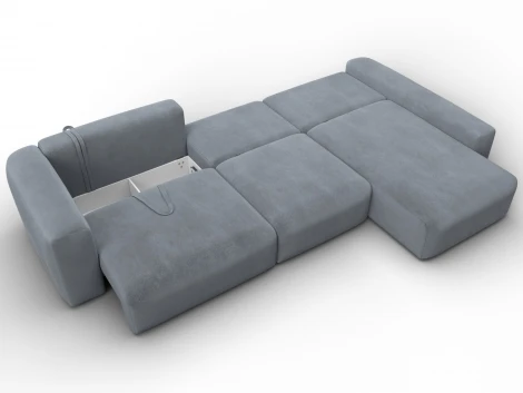 Диван угловой Лига-066 НПБ Лонг угол правый (ЛДСП,Фанера,Брус,Велюр/Серый) Лига Диванов 131228