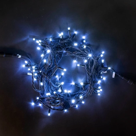 Гирлянда Нить 10м Белая 24В, 75 LED, Провод Черный Каучук, IP65