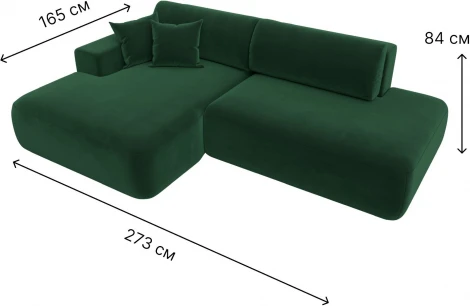 Диван угловой Лига-036 НПБ Модерн левый угол (Зеленый/Велюр) Лига Диванов арт.121410L
