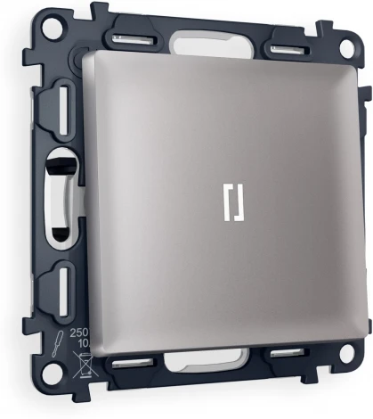 Комплект механизма Ambrella Volt 1-клавишного выключателя с подсветкой 5600K ALFA MA502015 Сталь матовый QUANT