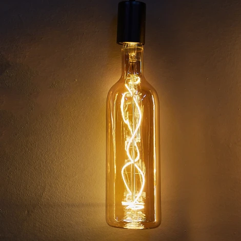 Лампа светодиодная филаментная, золотистая колба, спиральный филамент Uniel Soho LED-SF21-5W/SOHO/E27/CW GOLDEN GLS77GO