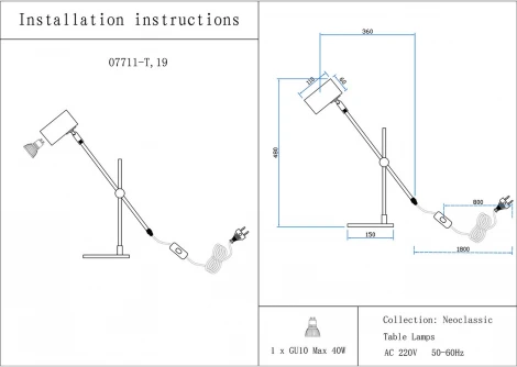 Настольная лампа Kink Light Монто 07711-T,19(20) черный/бронза GU10 1*5w (Led)