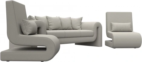 Набор Волна-1 (диван, 2 кресла) (Бежевый/Рогожка) Лига Диванов арт.125779