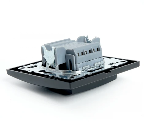 Переключатель одноклавишный перекрестный (черный) Stekker Эрна 39927