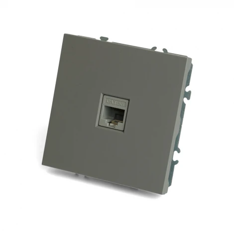 Розетка Ethernet RJ-45 (платиново-серый, soft touch) Stekker Эмили 49951