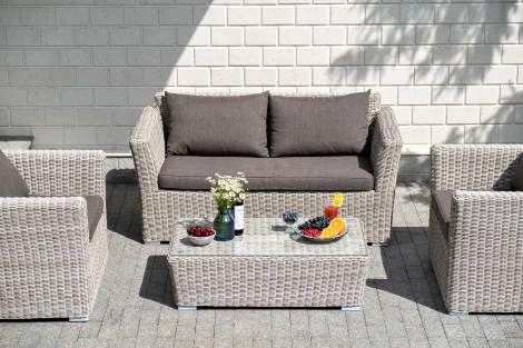 Диван из искусственного ротанга двухместный, цвет бежевый 4SIS Капучино YH-C2130W-3 beige